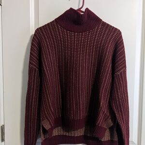 REI Red Cowl Neck Sweater with Chunky Knit